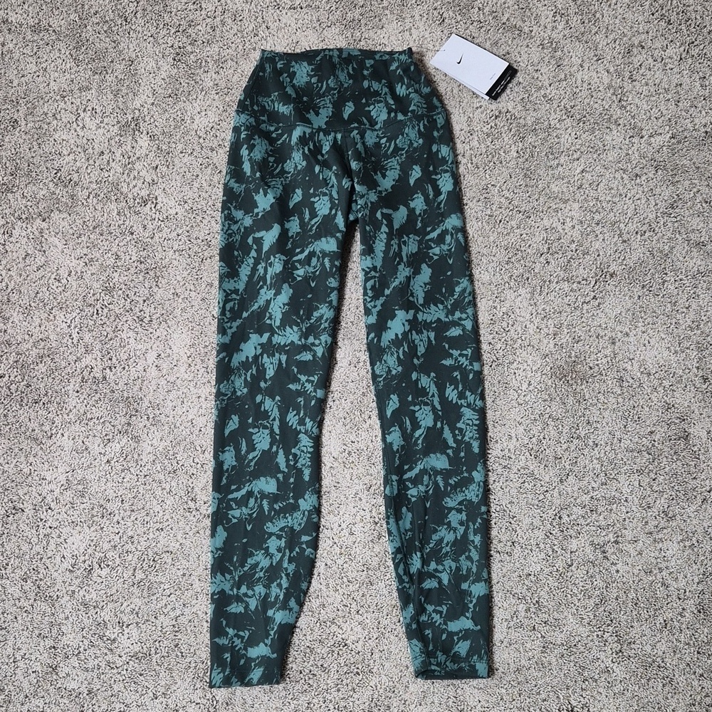 Nike One Womens High Waisted 7/8 Printed Leggings Green New Size XS